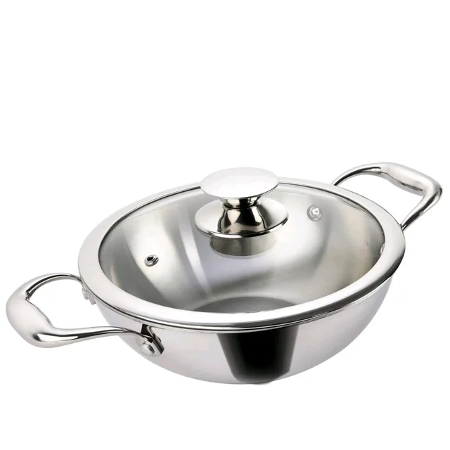 Alda 3 Ply Vitale SS Wok Pan With Glass Lid30cm
