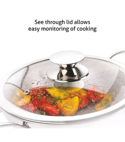 Alda 3 Ply Vitale SS Wok Pan With Glass Lid30cm