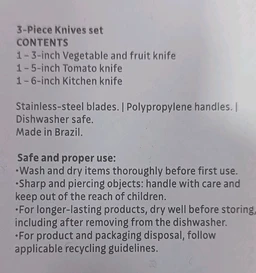 TRAMONTINA Plenus Kitchen Knife Set Of 3