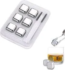 Stainless Steel Whiskey/Cold Drinks Stones Ice Cubes Set with Tongs & Storage Box – Reusable Metal Ice Cubes for Chilling Whisky, Wine, Cocktails – Food Grade, Quick-Freezing, No Dilution