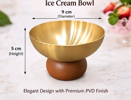 6 Pcs PVD Gold Ice Cream Bowl Set with Serving Tray & Ice Cream Spoons | Premium Dessert Serving Set