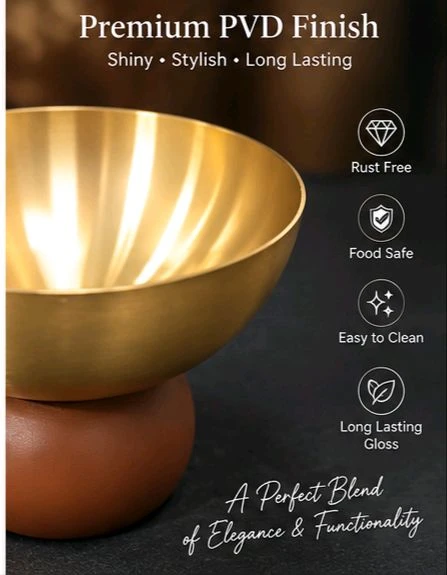 6 Pcs PVD Gold Ice Cream Bowl Set with Serving Tray & Ice Cream Spoons | Premium Dessert Serving Set