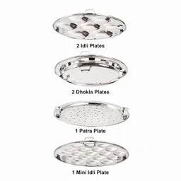 Anupam Stainless Steel Sandwich Bottom Multi kadai with lid with 6 Plates - Base Variant