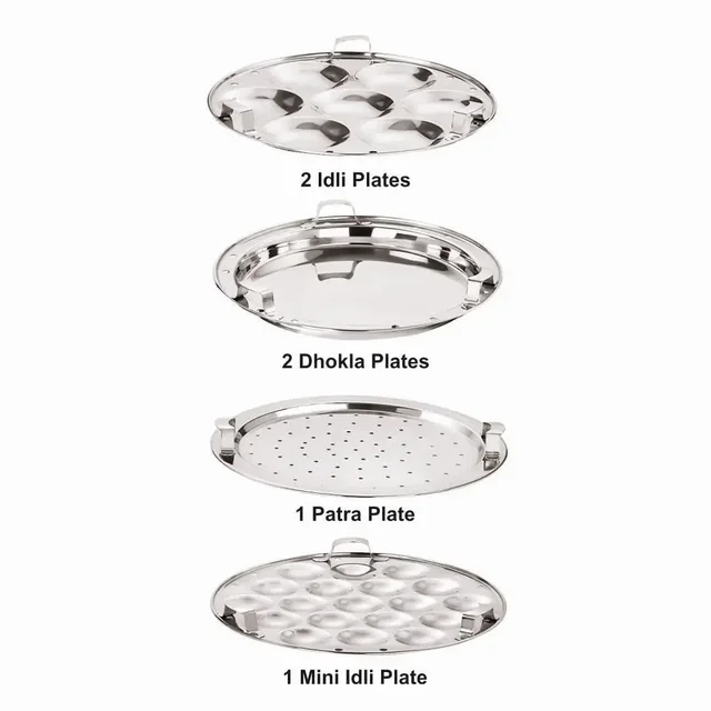 Anupam Stainless Steel Sandwich Bottom Multi kadai with lid with 6 Plates - Base Variant