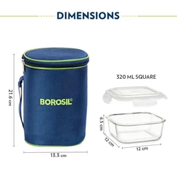 BOROSIL Borosil Glass Lunch Box Set Of 3 Clear 320 Ml Microwave Safe Office Tiffin - Base Variant