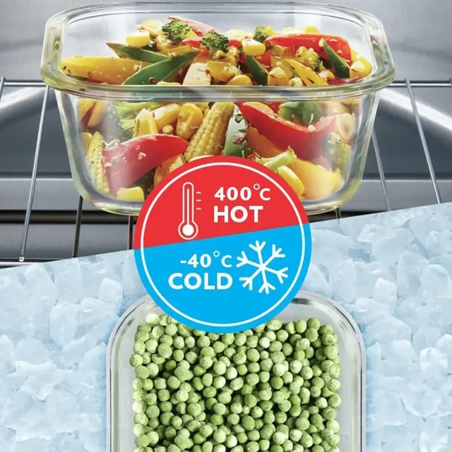BOROSIL Borosil Gourmet Borosilicate Glass Lunchbox with Bag | 3 pc Set (320ml Each) + 1 - Base Variant