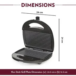 BOROSIL Neo Grill 2.0, 750 Watt, Bread Sandwich Maker, Makes 2 Sandwiches - Base Variant
