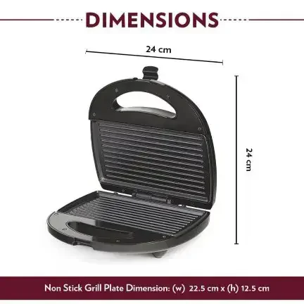 BOROSIL Neo Grill 2.0, 750 Watt, Bread Sandwich Maker, Makes 2 Sandwiches - Base Variant