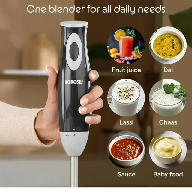 BOROSIL Smartblend Hand Blender with 800ml Beaker 300W Silent DC Motor - Base Variant