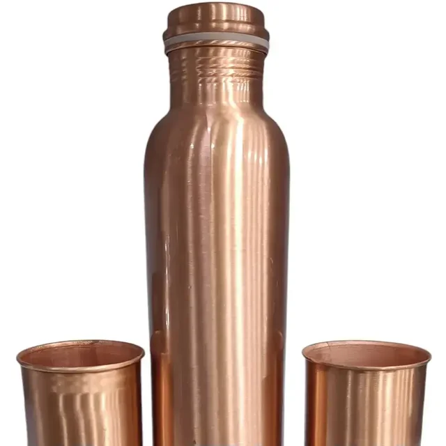 Copper Water Bottle With Glass Set