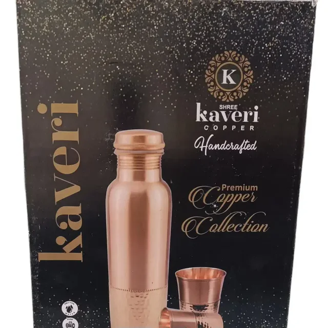 Copper Water Bottle With Glass Set