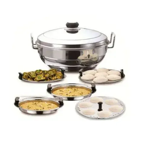 Garuda Sandwich Bottom Stainless Steel Multi Kadhai with Lid - 5 plates