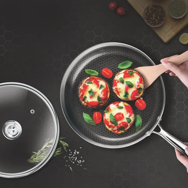 Milton Honeycomb Triply Frypan With Glass Lid