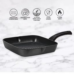 MILTON Milton Pro Cook Die Cast Grill Pan 24 cm Black Induction Safe Non Stick