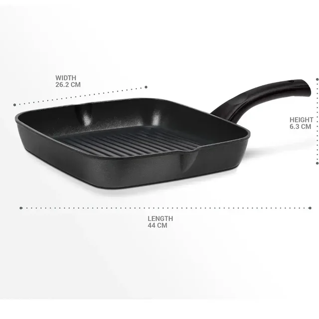 MILTON Milton Pro Cook Die Cast Grill Pan 24 cm Black Induction Safe Non Stick