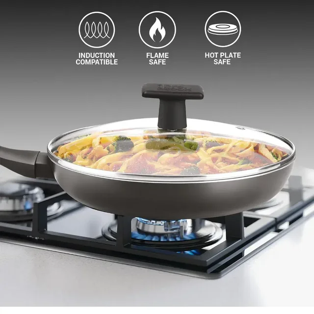 Milton Pro Cook Granito Fry Pan With Glass Lid Size 28 Cm