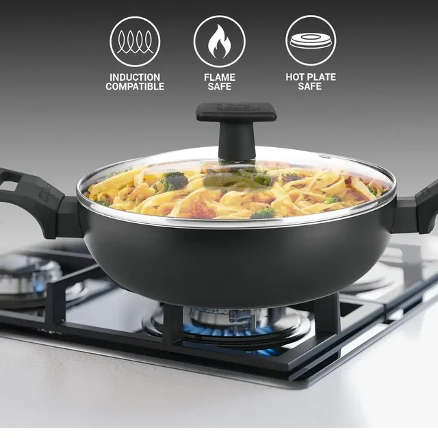 Milton Pro Cook Granito Kadhai With Glass Lid Size 22 Cm
