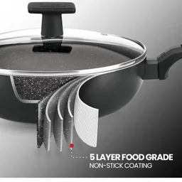 MILTON Milton Pro Cook Granito Kadhai With Glass Lid Size 24 Cm -