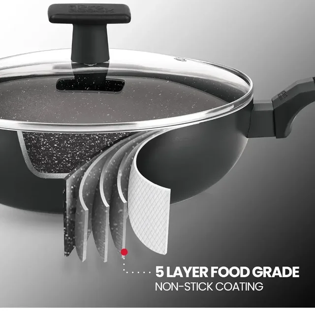 MILTON Milton Pro Cook Granito Kadhai With Glass Lid Size 24 Cm -