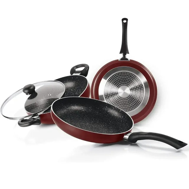 Milton Pro Cook Granito Non Stick Set of 3 With Glass Lid