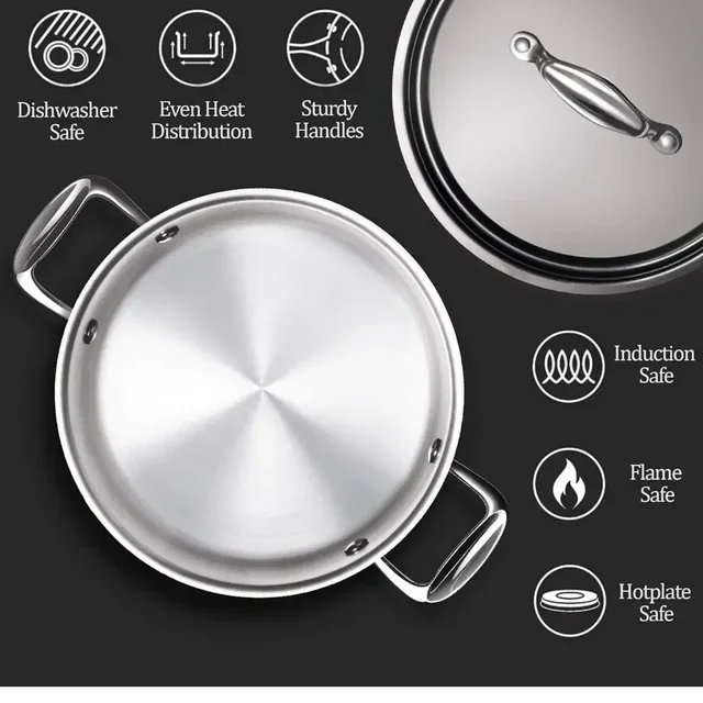 MILTON Milton Pro Cook Tri Ply Stainless Steel Casserole With Lid Size 22