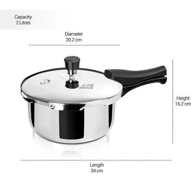 MILTON Pro Cook Triply Stainless Steel Pressure Cooker Outer Lid 2 Ltr -