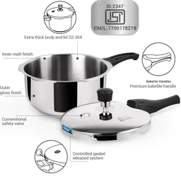 MILTON Pro Cook Triply Stainless Steel Pressure Cooker Outer Lid 2 Ltr -