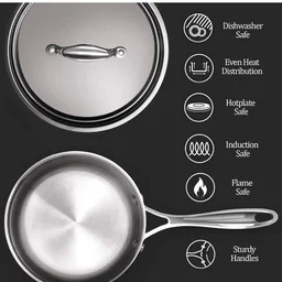 MILTON Milton Pro Cook Triply Stainless Steel Sauce Pan with Lid 14 cm -