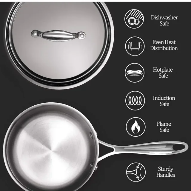 MILTON Milton Pro Cook Triply Stainless Steel Sauce Pan with Lid 14 cm -