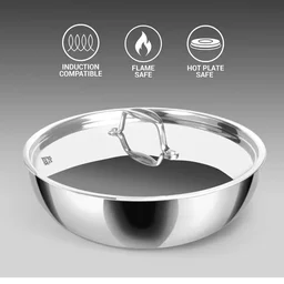 MILTON Pro cook Triply Stainless Steel Tasla with S S Lid 28 Cm - Base Variant