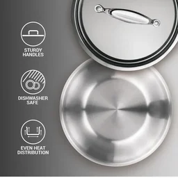 MILTON Pro cook Triply Stainless Steel Tasla with S S Lid 28 Cm - Base Variant