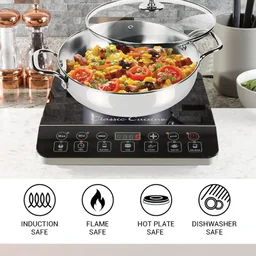 MILTON Milton Sandwich Bottom Stainless Steel Kadhai With Glass Lid - 24cm