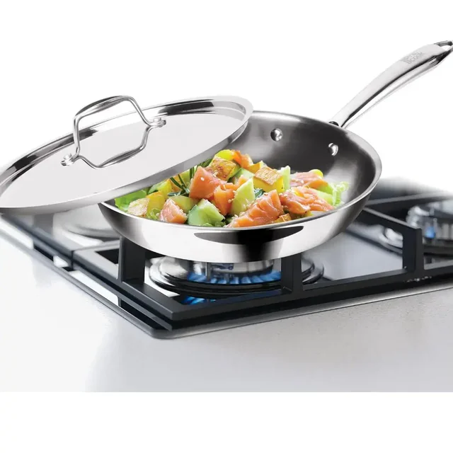 Milton Tri Ply Stainless Steel Fry Pan With S S Lid 22