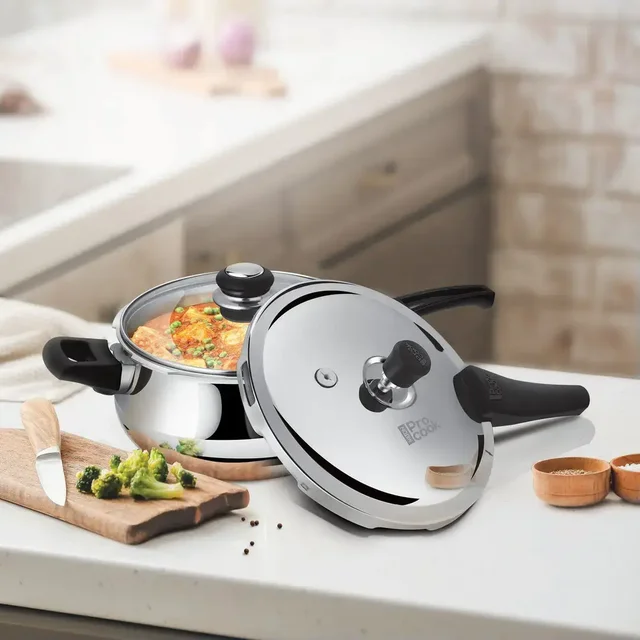Triply Handi Stainless Steel Outer Lid Cooker With Glass Lid