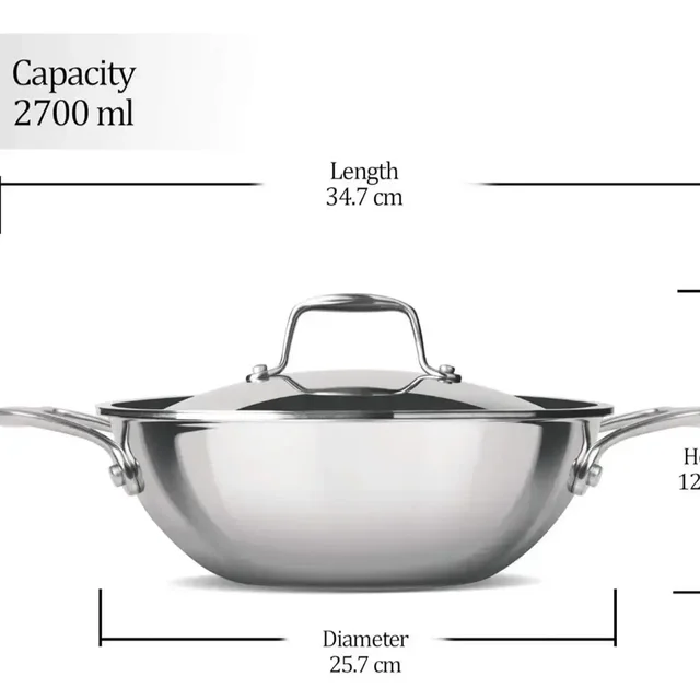MILTON Milton Triply Stainless Steel Kadhai With Lid 24 cm