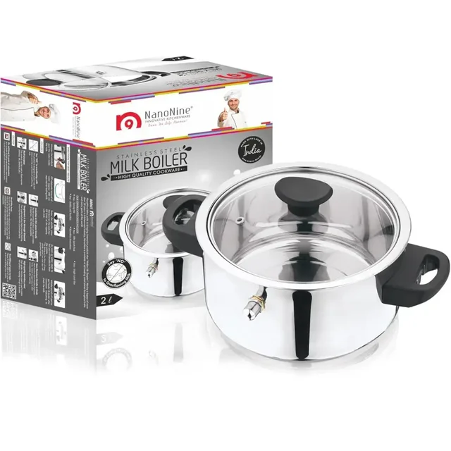 Nanonine NanoNine Stainlesss Steel Double Wall Milk Boiler - Base Variant, 1.5 Ltr
