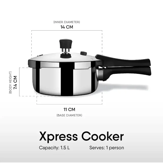 Stahl Stainless Steel Triply Pressure Cooker 1.5 Ltr.