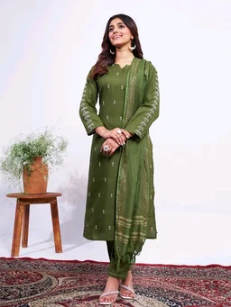 ARADHNA Embroidered Kurta, Trouser/Pant & Dupatta Set