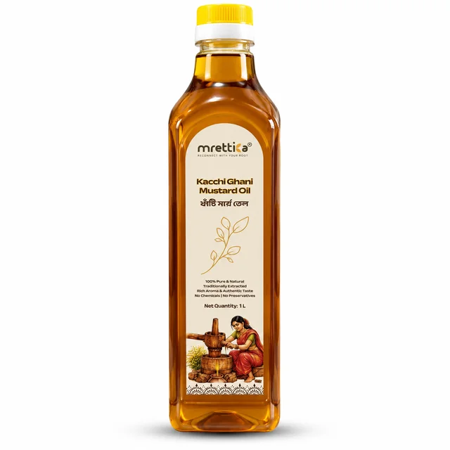 Mrettika™ Mustard Oil | Traditional Bengali Mustard Oil | 1 L - L, Bottle, 1lt