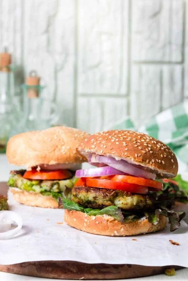  Double Aloo Tikki Burger  {Cheese Cafe}