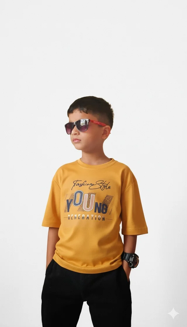 ROSEVERA Classic Crew Neck T-Shirt - 9-10, Golden yellow