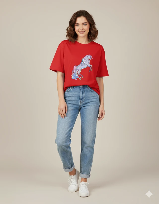 ROSEVERA Oversized Classic T-Shirt - L, Red