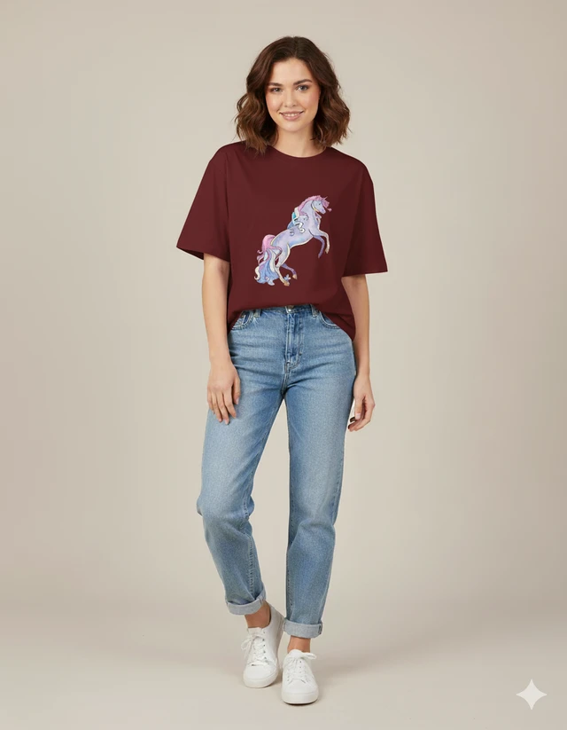 ROSEVERA Oversized Classic T-Shirt - L, Maroon