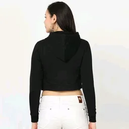 ROSEVERA Women’s Cropped Hoodie - Black, L