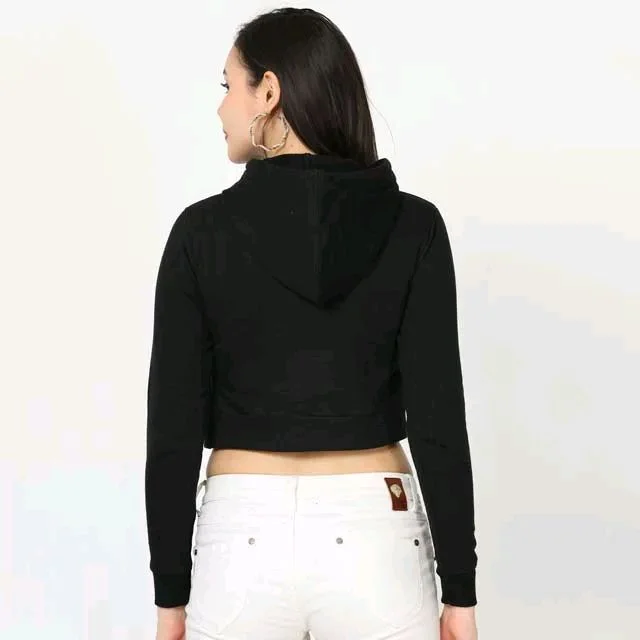 ROSEVERA Women’s Cropped Hoodie - Black, L