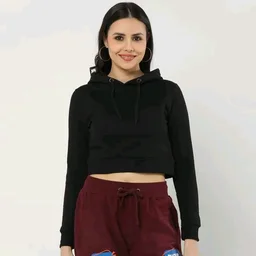 ROSEVERA Women’s Cropped Hoodie - Black, Xs
