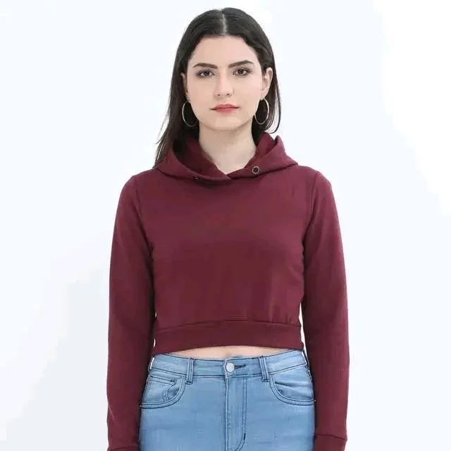 ROSEVERA Women’s Cropped Hoodie - Maroon, Xxl