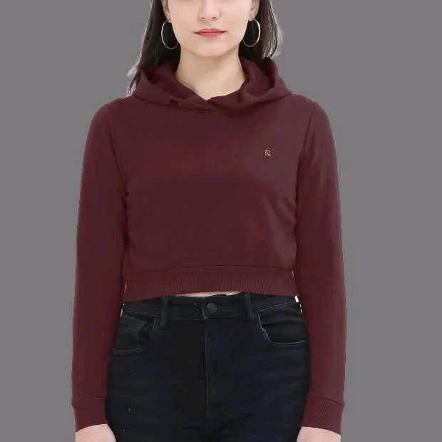 ROSEVERA Women’s Cropped Hoodie - Maroon, Xxl