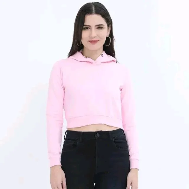 ROSEVERA Women’s Cropped Hoodie - Pink, Xxl