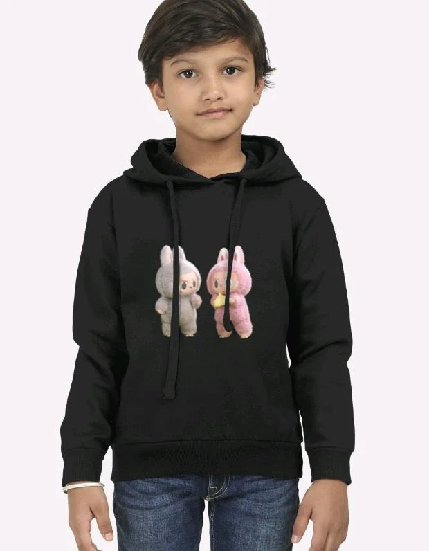 ROSEVERA Kids’ Hoodie – Labubu Design - Black, 7-8